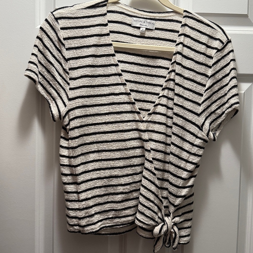 Madewell Black and Cream Striped Top